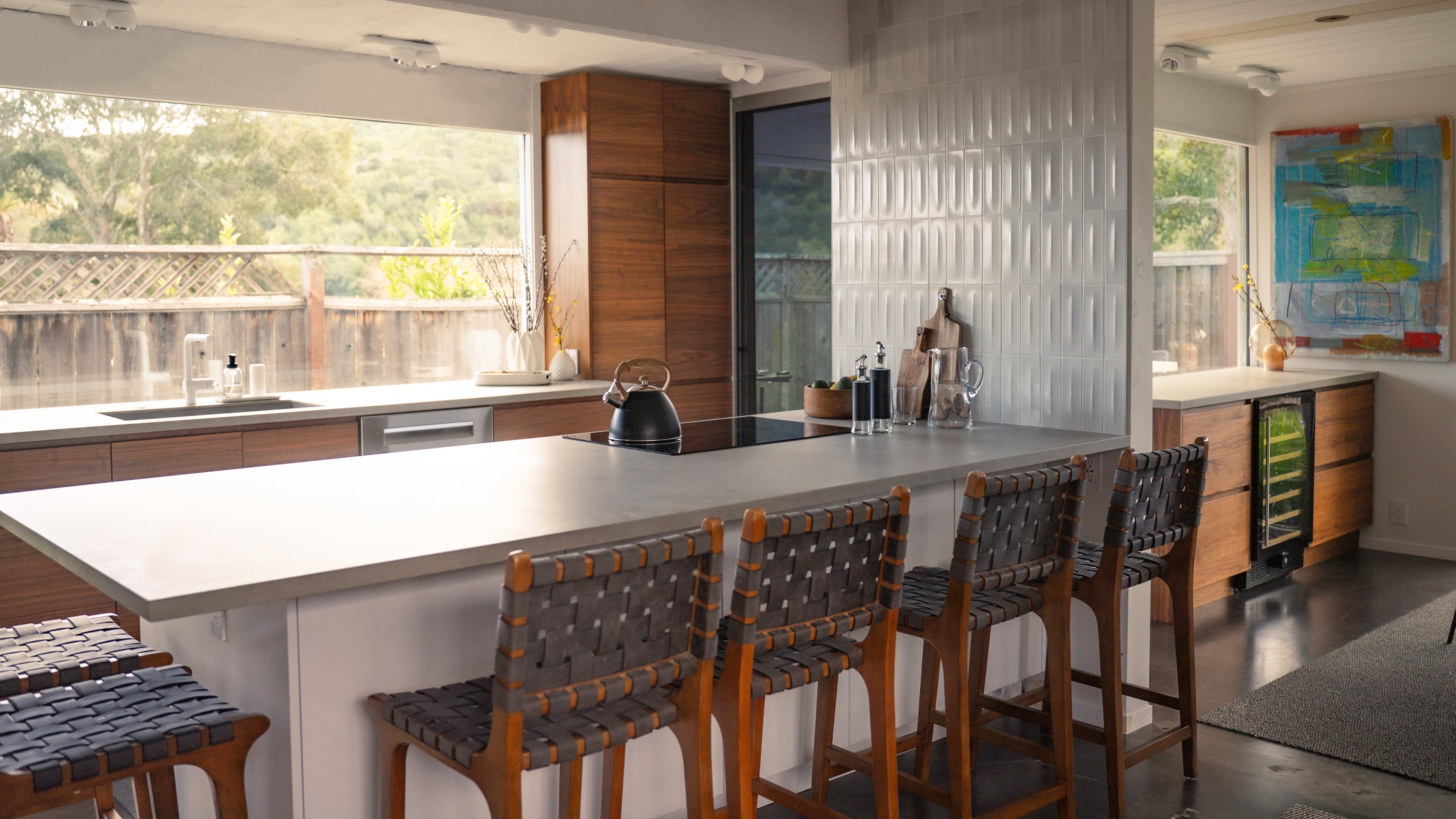 Lucas Valley Eichler kitchen overview with natural light
